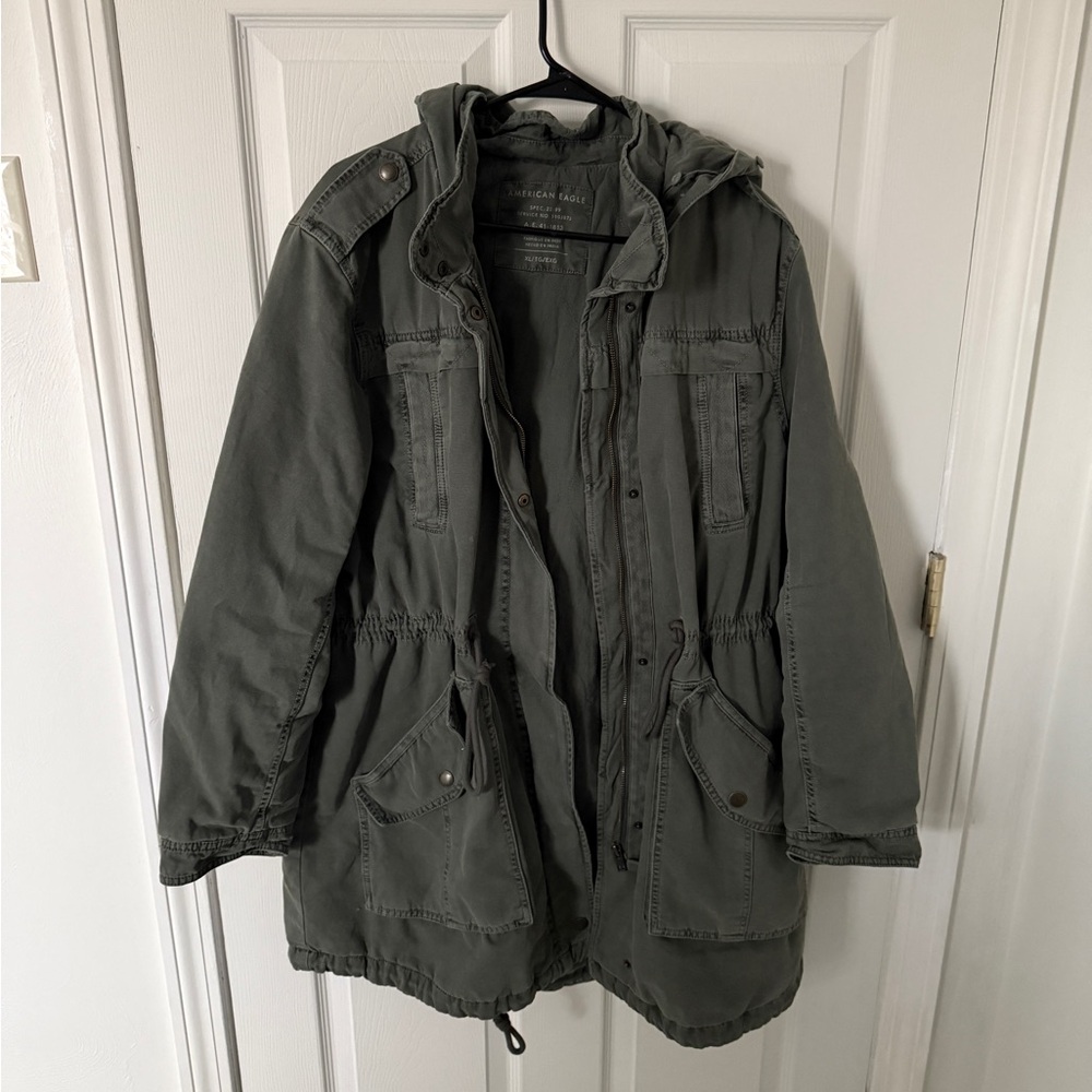 American Eagle Gray Heavyweight Hooded Winter Parka Coat XL